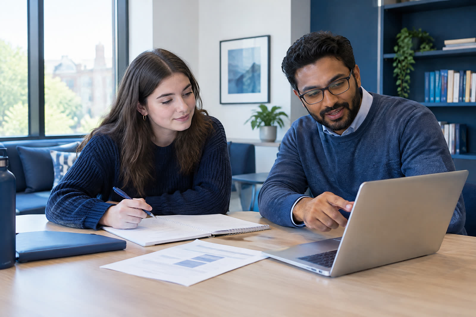 Tutor working with a student on an assignment